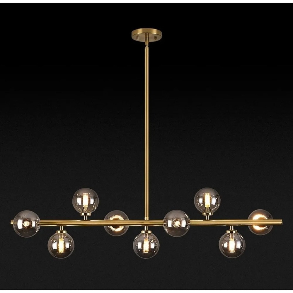 Mid Century Modern Globe Sputnik Chandelier, 9-Light Linear Chandelier - Picture 7 of 8